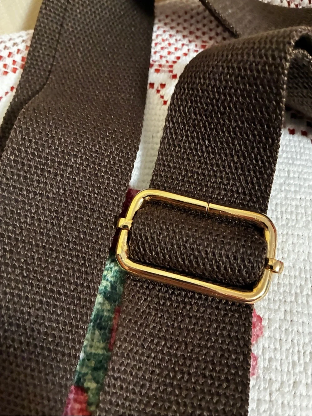 Adjustable Dark Brown Guitar bag Strap with Gold Hardware